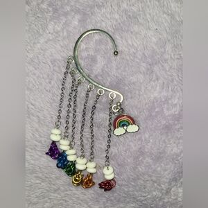 Rainbow Cloud Silver Ear Cuff
